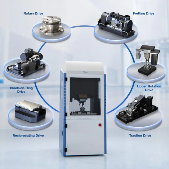 MFT-5000 interchangeable tribometer modules for multiple friction and wear tests