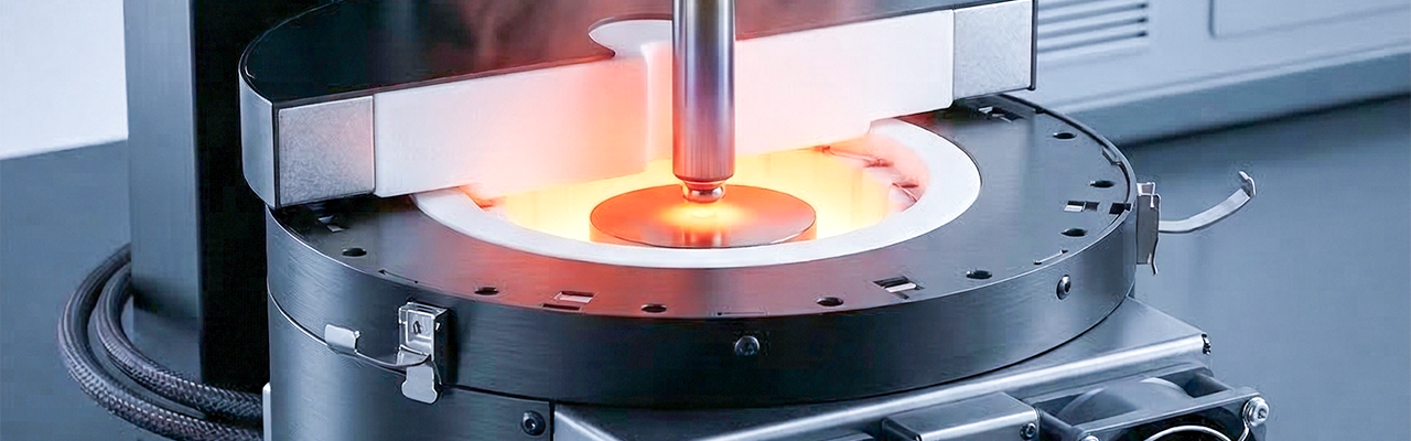 1000°C high temperature tribology test chamber with glowing sample and ceramic heating stage for extreme temperature friction and wear testing – Rtec Instruments