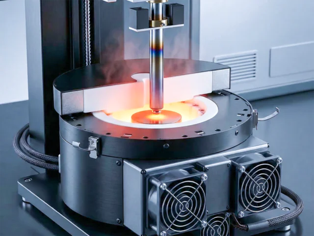 1000°C High Temperature Tribology Test Chamber – Rtec Instruments 1000°C high temperature tribology test chamber with glowing sample and ceramic heating stage for extreme temperature friction and wear testing – Rtec Instruments